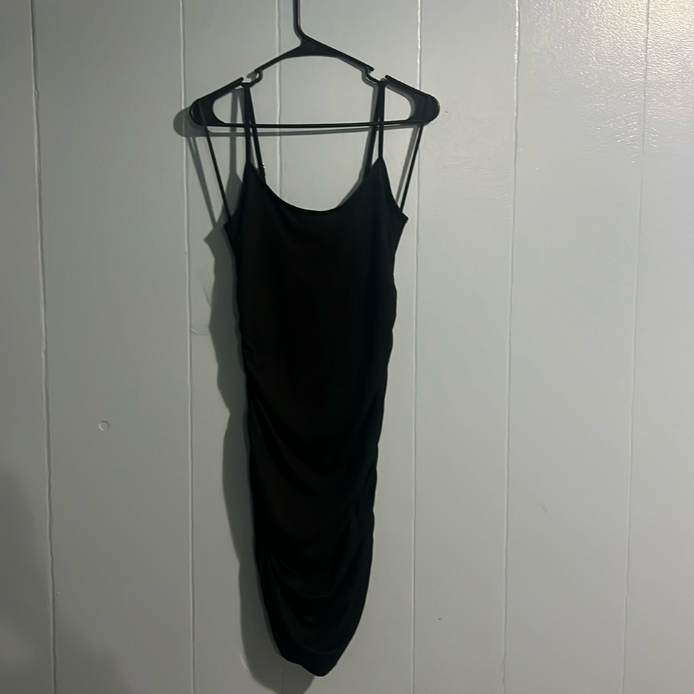 Black mini dress ruched